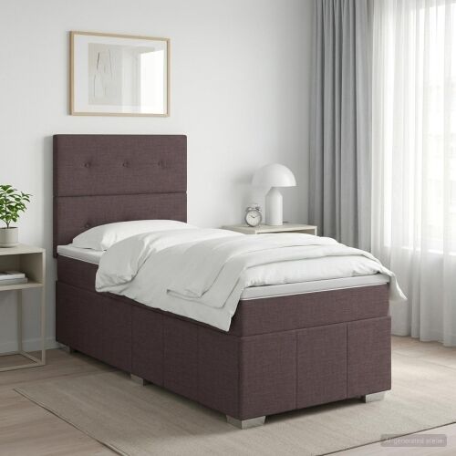 Boxspring krevet s madracem Tamno smeđa 100 x 200 cm Tkanina - Tamno smeđa 100 x 200 cm Prošiveno gumbima Cijena