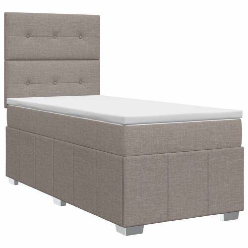 Boxspring krevet s madracem Sivosmeđa 100 x 200 cm Tkanina - Sivosmeđa 100 x 200 cm Prošiveno gumbima Cijena