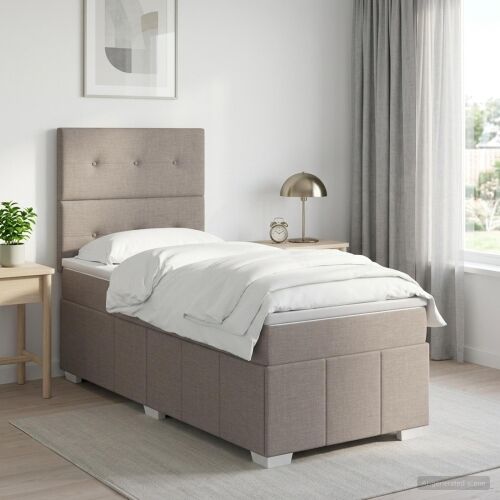 Boxspring krevet s madracem Sivosmeđa 100 x 200 cm Tkanina - Sivosmeđa 100 x 200 cm Prošiveno gumbima Cijena