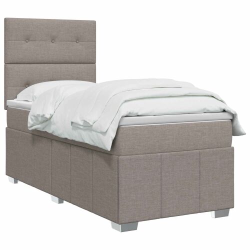 Boxspring krevet s madracem Sivosmeđa 100 x 200 cm Tkanina - Sivosmeđa 100 x 200 cm Prošiveno gumbima Cijena