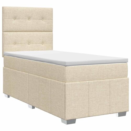 Boxspring krevet s madracem Krem 100 x 200 cm Tkanina - Krem 100 x 200 cm Prošiveno gumbima Cijena