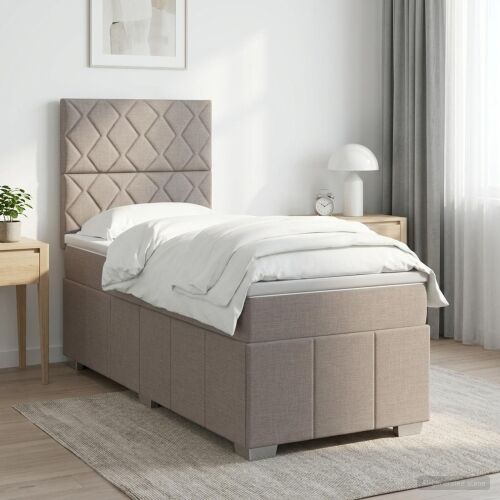 Boxspring krevet s madracem Sivosmeđa 100 x 200 cm Tkanina - Sivosmeđa 100 x 200 cm Dizajn s rombovima Cijena