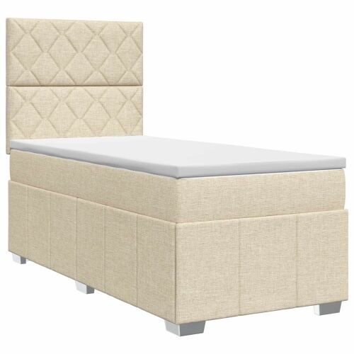 Boxspring krevet s madracem Krem 100 x 200 cm Tkanina - Krem 100 x 200 cm Dizajn s rombovima Cijena