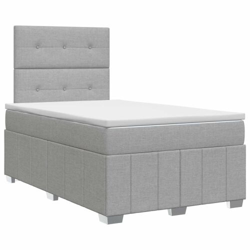 Boxspring krevet s madracem Svjetlosiva 120 x 190 cm Tkanina - Svjetlosiva 120 x 190 cm Prošiveno gumbima Cijena