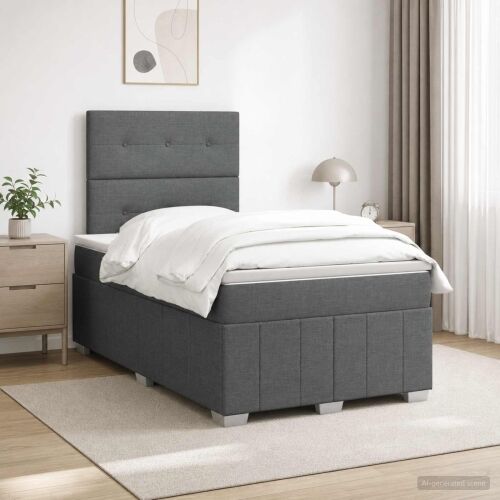 Boxspring krevet s madracem Tamnosiva 120 x 190 cm Tkanina - Tamnosiva 120 x 190 cm Prošiveno gumbima Cijena