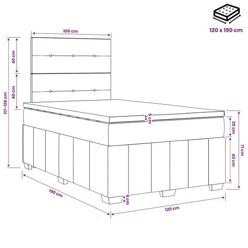 Boxspring krevet s madracem Sivosmeđa 120 x 190 cm Tkanina - Sivosmeđa 120 x 190 cm Prošiveno gumbima Cijena
