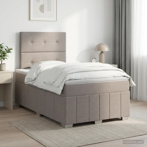 Boxspring krevet s madracem Sivosmeđa 120 x 190 cm Tkanina - Sivosmeđa 120 x 190 cm Prošiveno gumbima Cijena