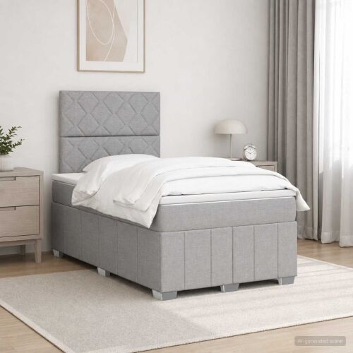 Boxspring krevet s madracem Svjetlosiva 120 x 190 cm Tkanina - Svjetlosiva 120 x 190 cm Dizajn s rombovima Cijena