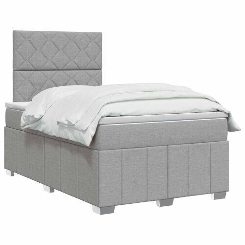 Boxspring krevet s madracem Svjetlosiva 120 x 190 cm Tkanina - Svjetlosiva 120 x 190 cm Dizajn s rombovima Cijena
