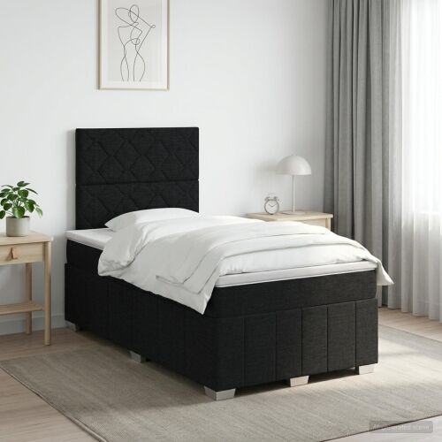 Boxspring krevet s madracem Crna 120 x 190 cm Tkanina - Crna 120 x 190 cm Dizajn s rombovima Cijena