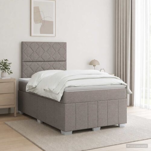 Boxspring krevet s madracem Sivosmeđa 120 x 190 cm Tkanina - Sivosmeđa 120 x 190 cm Dizajn s rombovima Cijena