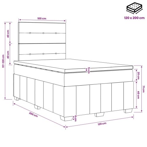 Boxspring krevet s madracem Tamnosiva 120 x 200 cm Tkanina - Tamnosiva 120 x 200 cm Prošiveno gumbima Cijena