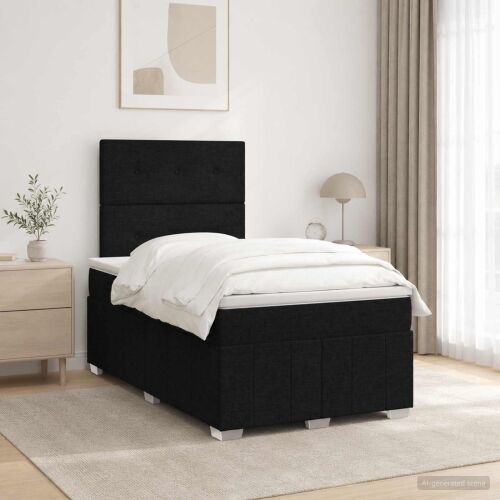 Boxspring krevet s madracem Crna 120 x 200 cm Tkanina - Crna 120 x 200 cm Prošiveno gumbima Cijena