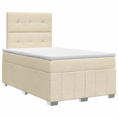Boxspring krevet s madracem Krem 120 x 200 cm Tkanina - Krem 120 x 200 cm Prošiveno gumbima Cijena