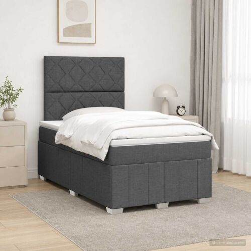 Boxspring krevet s madracem Tamnosiva 120 x 200 cm Tkanina - Tamnosiva 120 x 200 cm Dizajn s rombovima Cijena