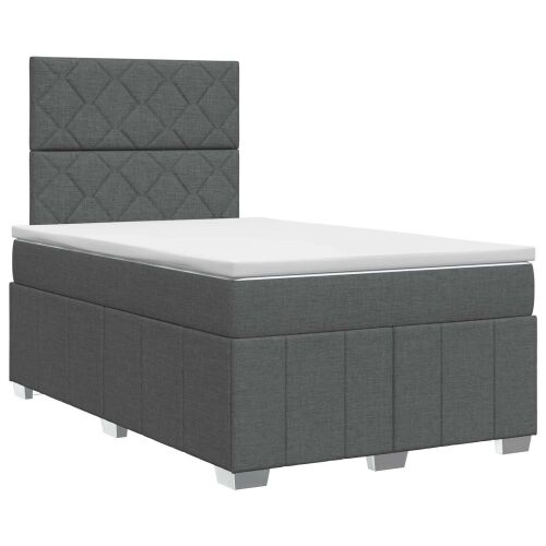 Boxspring krevet s madracem Tamnosiva 120 x 200 cm Tkanina - Tamnosiva 120 x 200 cm Dizajn s rombovima Cijena