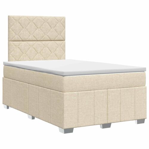 Boxspring krevet s madracem Krem 120 x 200 cm Tkanina - Krem 120 x 200 cm Dizajn s rombovima Cijena