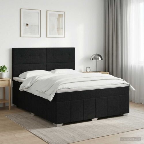 Boxspring krevet s madracem Crna 140 x 200 cm Tkanina - Crna 140 x 200 cm Prošiveno gumbima Cijena