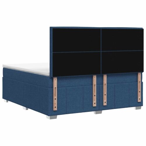 Boxspring krevet s madracem Plava 140 x 200 cm Tkanina - Plava 140 x 200 cm Dizajn s rombovima Cijena