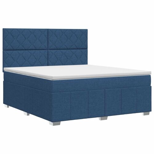 Boxspring krevet s madracem Plava 140 x 200 cm Tkanina - Plava 140 x 200 cm Dizajn s rombovima Cijena