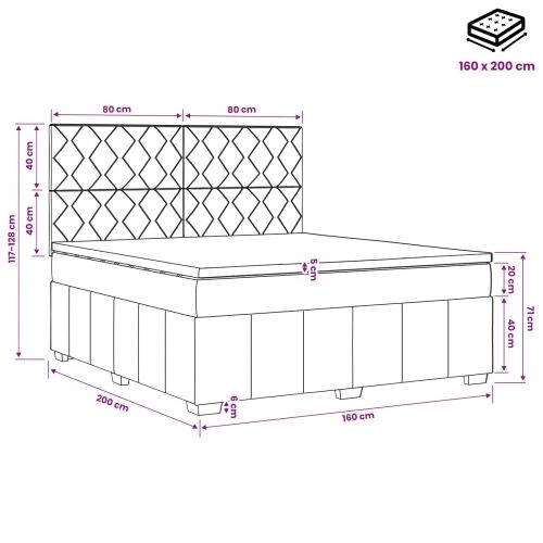 Boxspring krevet s madracem Tamno smeđa 160 x 200 cm Tkanina - Tamno smeđa 160 x 200 cm Dizajn s rombovima Cijena