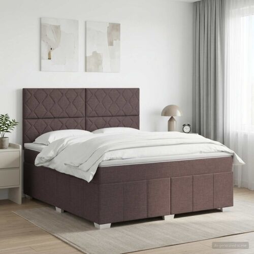 Boxspring krevet s madracem Tamno smeđa 160 x 200 cm Tkanina - Tamno smeđa 160 x 200 cm Dizajn s rombovima Cijena