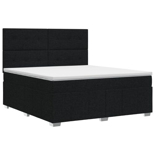 Boxspring krevet s madracem Crna 180 x 200 cm Tkanina - Crna 180 x 200 cm Prošiveno gumbima Cijena