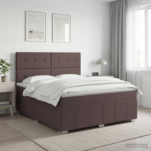 Boxspring krevet s madracem Tamno smeđa 180 x 200 cm Tkanina - Tamno smeđa 180 x 200 cm Prošiveno gumbima Cijena