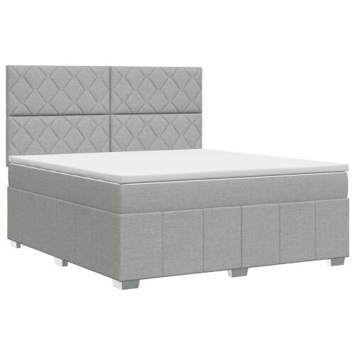 Boxspring krevet s madracem Svjetlosiva 180 x 200 cm Tkanina - Svjetlosiva 180 x 200 cm Dizajn s rombovima Cijena