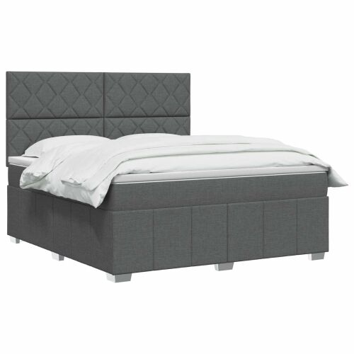 Boxspring krevet s madracem Tamnosiva 180 x 200 cm Tkanina - Tamnosiva 180 x 200 cm Dizajn s rombovima Cijena