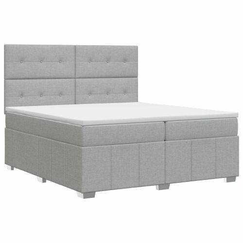 Boxspring krevet s madracem Svjetlosiva 200 x 200 cm Tkanina - Svjetlosiva 200 x 200 cm Prošiveno gumbima Cijena
