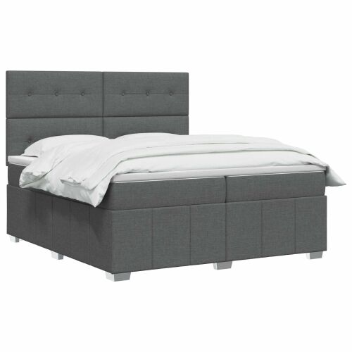 Boxspring krevet s madracem Tamnosiva 200 x 200 cm Tkanina - Tamnosiva 200 x 200 cm Prošiveno gumbima Cijena
