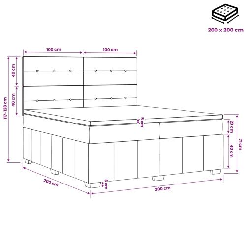 Boxspring krevet s madracem Sivosmeđa 200 x 200 cm Tkanina - Sivosmeđa 200 x 200 cm Prošiveno gumbima Cijena