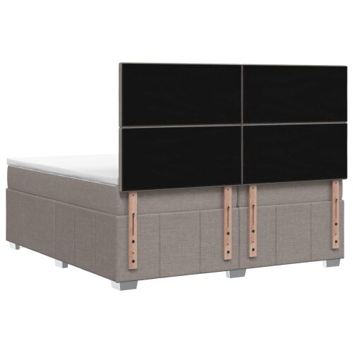 Boxspring krevet s madracem Sivosmeđa 200 x 200 cm Tkanina - Sivosmeđa 200 x 200 cm Prošiveno gumbima Cijena