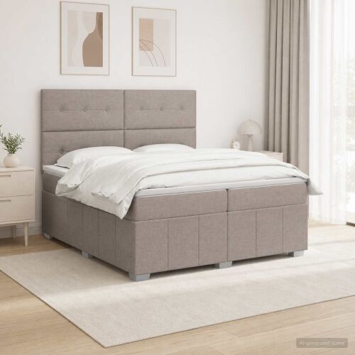 Boxspring krevet s madracem Sivosmeđa 200 x 200 cm Tkanina - Sivosmeđa 200 x 200 cm Prošiveno gumbima Cijena