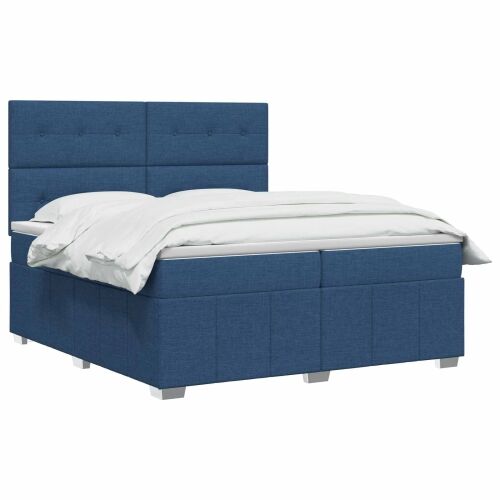 Boxspring krevet s madracem Plava 200 x 200 cm Tkanina - Plava 200 x 200 cm Prošiveno gumbima Cijena