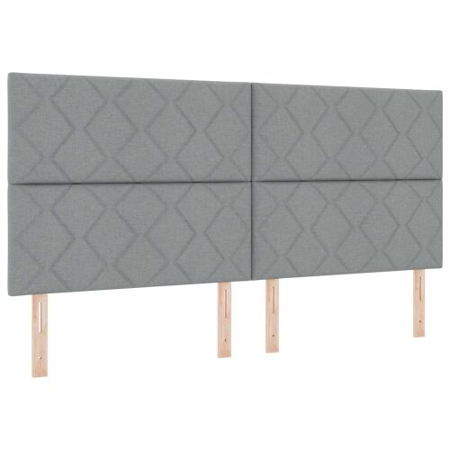 Boxspring krevet s madracem Svjetlosiva 200 x 200 cm Tkanina - Svjetlosiva 200 x 200 cm Dizajn s rombovima Cijena