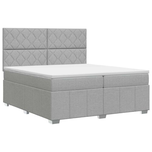 Boxspring krevet s madracem Svjetlosiva 200 x 200 cm Tkanina - Svjetlosiva 200 x 200 cm Dizajn s rombovima Cijena