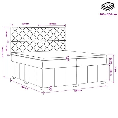 Boxspring krevet s madracem Tamno smeđa 200 x 200 cm Tkanina - Tamno smeđa 200 x 200 cm Dizajn s rombovima Cijena