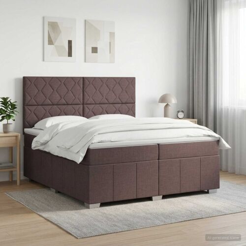 Boxspring krevet s madracem Tamno smeđa 200 x 200 cm Tkanina - Tamno smeđa 200 x 200 cm Dizajn s rombovima Cijena