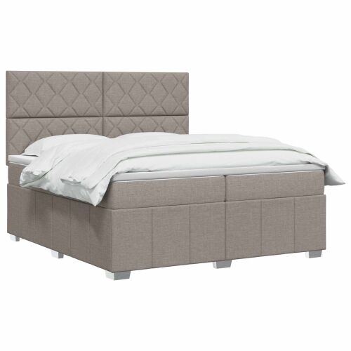 Boxspring krevet s madracem Sivosmeđa 200 x 200 cm Tkanina - Sivosmeđa 200 x 200 cm Dizajn s rombovima Cijena