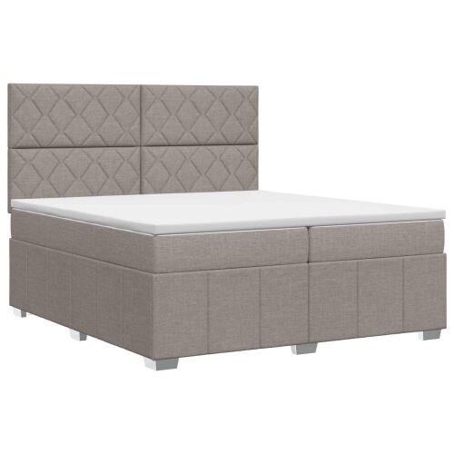 Boxspring krevet s madracem Sivosmeđa 200 x 200 cm Tkanina - Sivosmeđa 200 x 200 cm Dizajn s rombovima Cijena