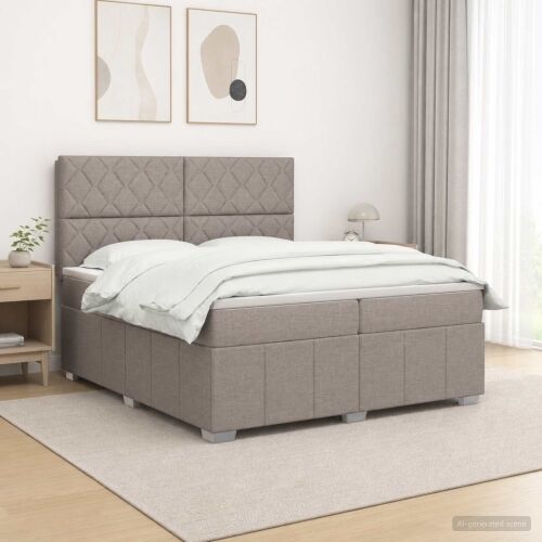 Boxspring krevet s madracem Sivosmeđa 200 x 200 cm Tkanina - Sivosmeđa 200 x 200 cm Dizajn s rombovima Cijena