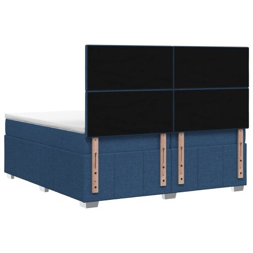 Boxspring krevet s madracem Plava 200 x 200 cm Tkanina - Plava 200 x 200 cm Dizajn s rombovima Cijena
