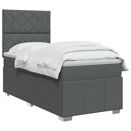 Boxspring krevet s madracem Tamnosiva Jjedan Tkanina - Tamnosiva jedna veličina Dizajn s rombovima Cijena
