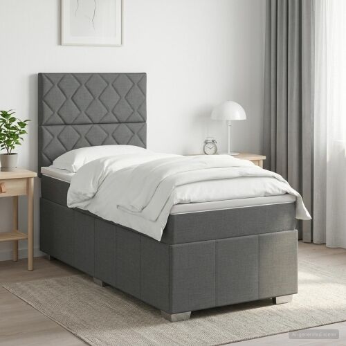 Boxspring krevet s madracem Tamnosiva Jjedan Tkanina - Tamnosiva jedna veličina Dizajn s rombovima Cijena