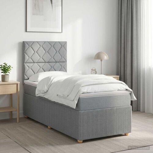 Boxspring krevet s madracem Svjetlosiva 80 x 200 cm Tkanina - Svjetlosiva 80 x 200 cm Dizajn s rombovima Cijena