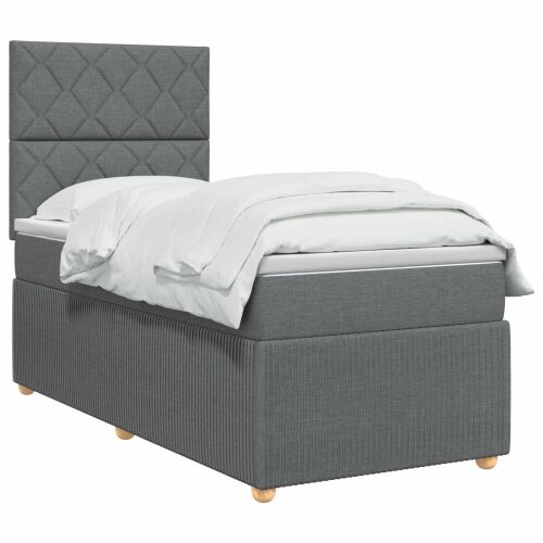 Boxspring krevet s madracem Tamnosiva 80 x 200 cm Tkanina - Tamnosiva 80 x 200 cm Dizajn s rombovima Cijena