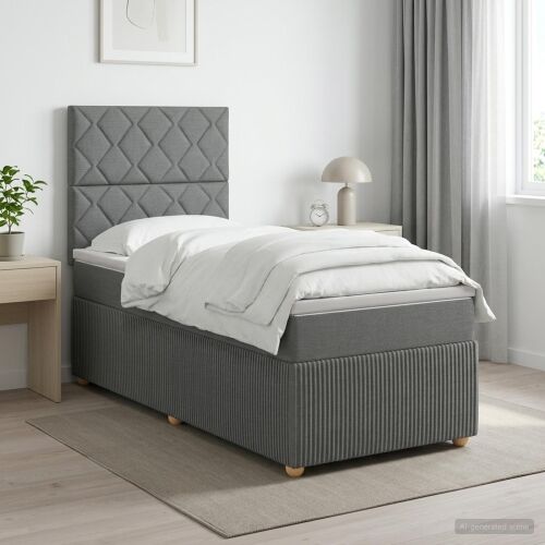 Boxspring krevet s madracem Tamnosiva 90 x 190 cm Tkanina - Tamnosiva 90 x 190 cm Dizajn s rombovima Cijena