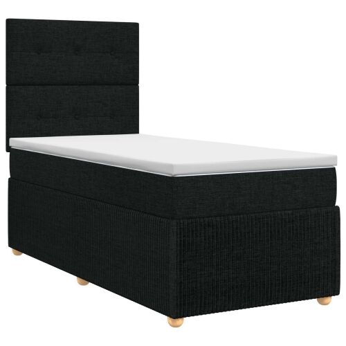 Boxspring krevet s madracem Crna 90 x 200 cm Tkanina - Crna 90 x 200 cm Prošiveno gumbima Cijena